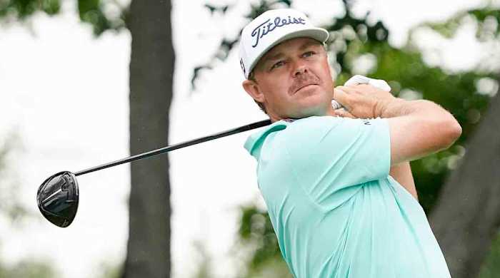 Patton Kizzire plays his shot from the second tee during the final round of the 2023 AT&T Byron Nelson.